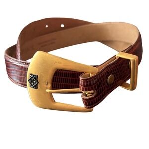 Judith Jack Genuine Leather Lizard Print Belt Gold Tone Buckle Women